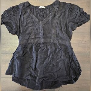 Pre-loved Maurices Charcoal Lace Accent Blouse